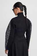Black Fishnet Jacket Sitting at the Waist-K265015072