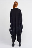 Siyah Saten ve Organze Detaylı Oversize Jarse Ceket-K265015077