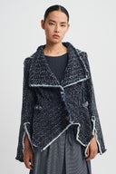Indigo Asimetrik Kesim Dokulu Ceket-K265015087