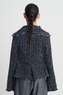 Indigo Asimetrik Kesim Dokulu Ceket-K265015087