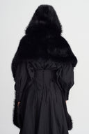 Siyah Kapüşonlu Peluş Şal-K266016004