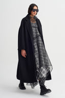 Siyah Uzun Kesim Oversize Klasik Yaka Palto-K267017002