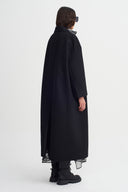 Siyah Uzun Kesim Oversize Klasik Yaka Palto-K267017002