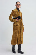 Ochre Kemerli Fitilli Kadife Palto-K267017018