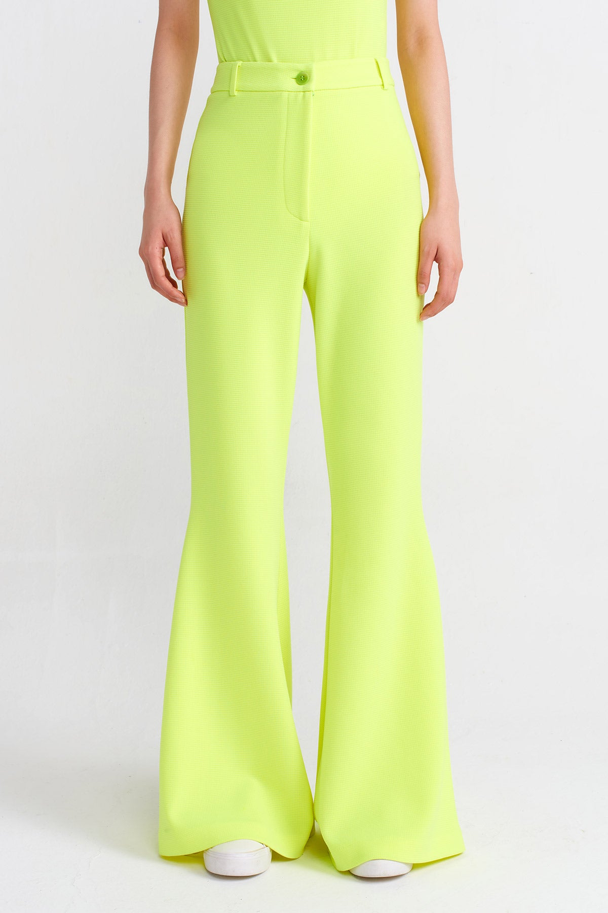 Neon Asit Yeşil İpanyol Paça Yüksel Bel Pantolon-Y243013059