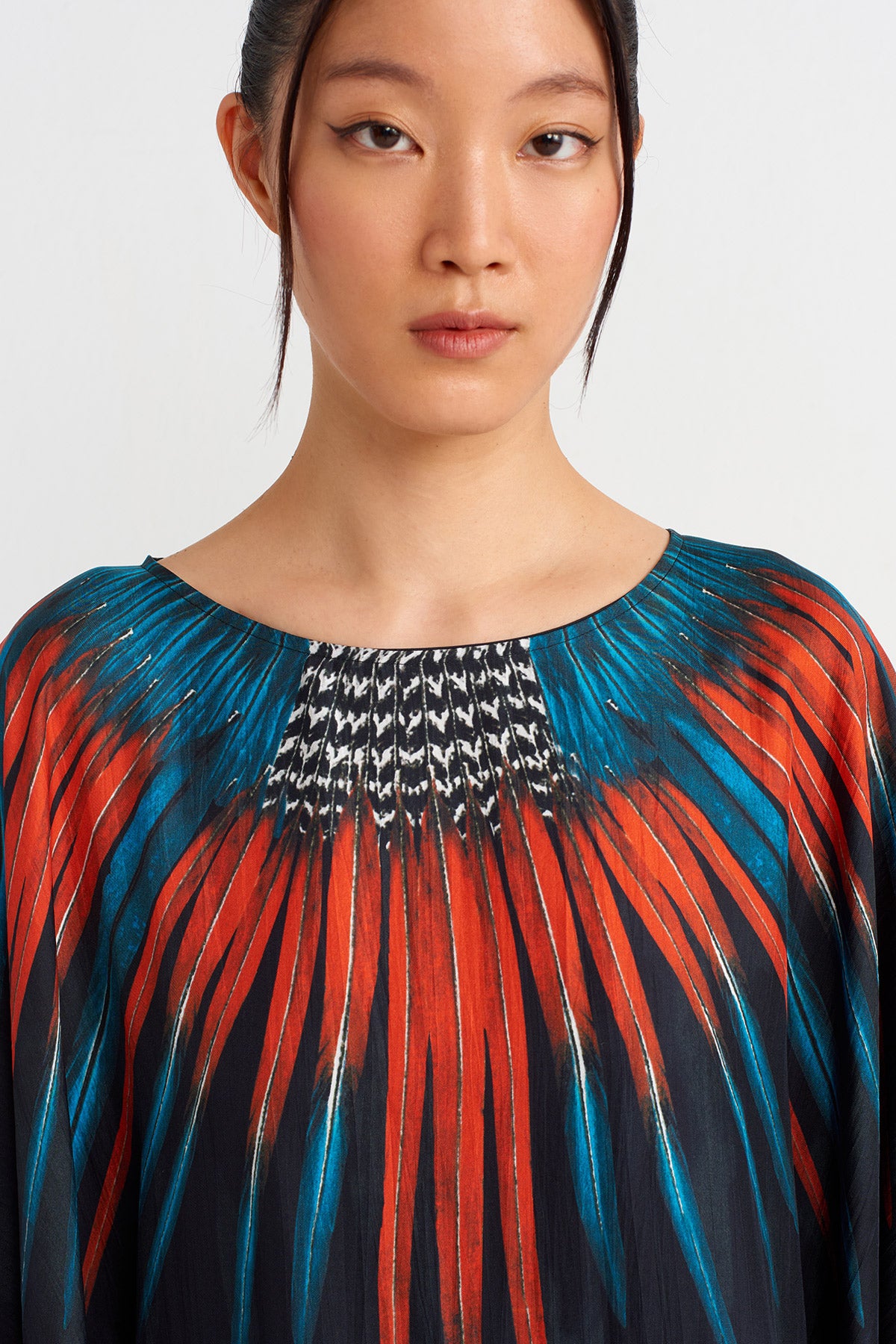 Multicolor Baskı Desenli Kaftan Elbise-Y244014184