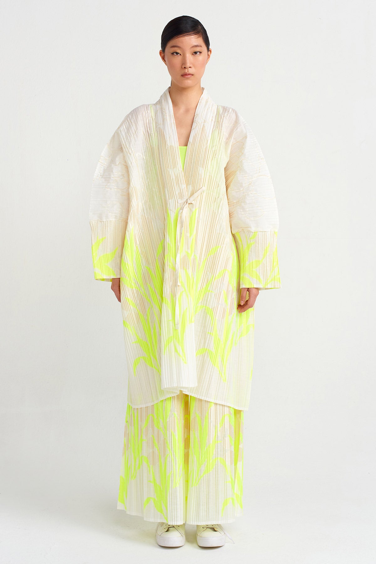 Jakar Desenli Plise Kimono-Y245015087