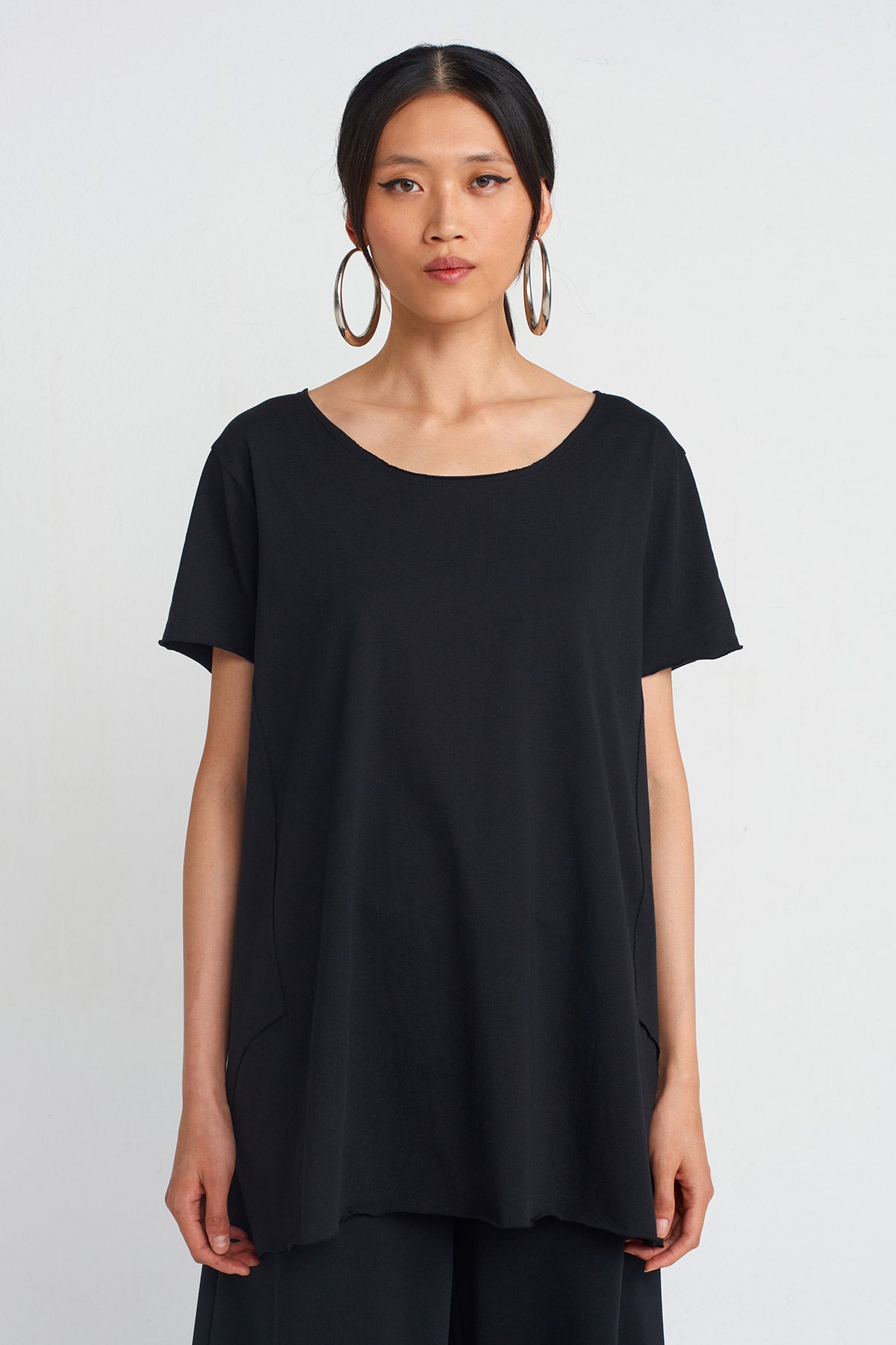 Siyah Oversize T-shirt-Y251011006
