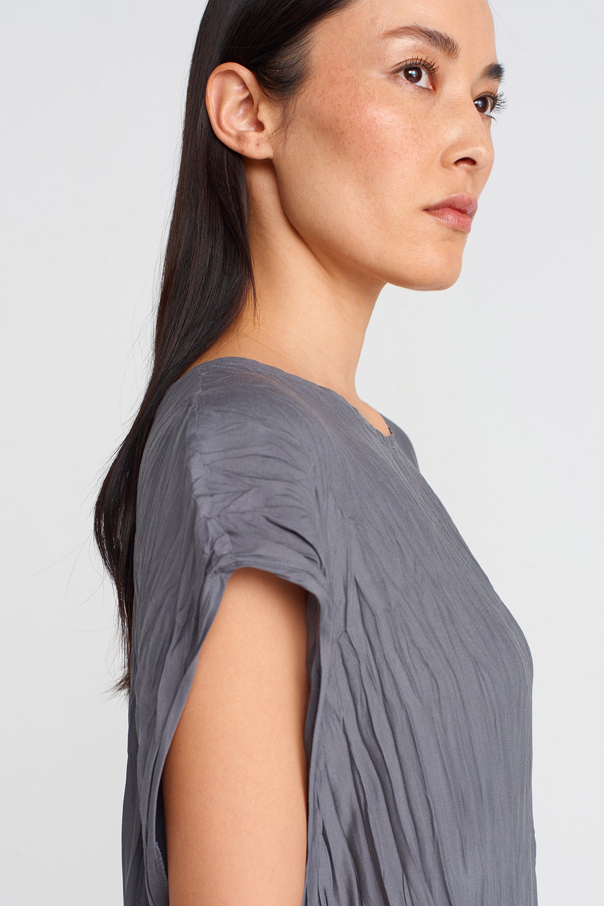 Steel Wrinkled Effect Blouse-Y251011104