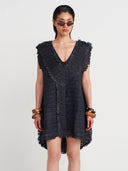 Siyah Oversize Örgü Top-Y251011117