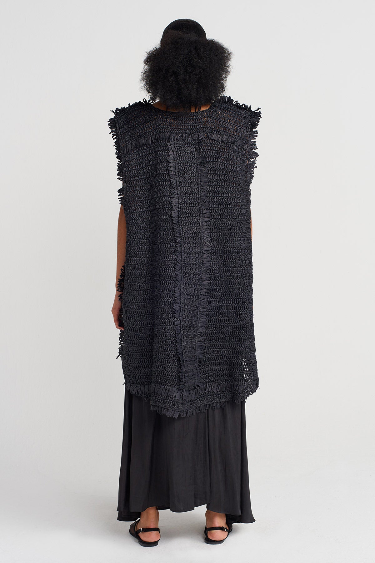 Siyah Oversize Örgü Top-Y251011117