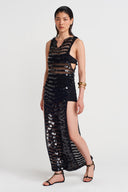 Black Handmade Sequined Knit Blouse-Y251011140