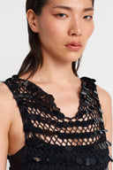 Black Handmade Sequined Knit Blouse-Y251011140