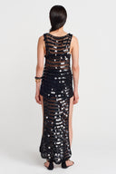 Black Handmade Sequined Knit Blouse-Y251011140