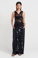Black Handmade Sequined Knit Blouse-Y251011140