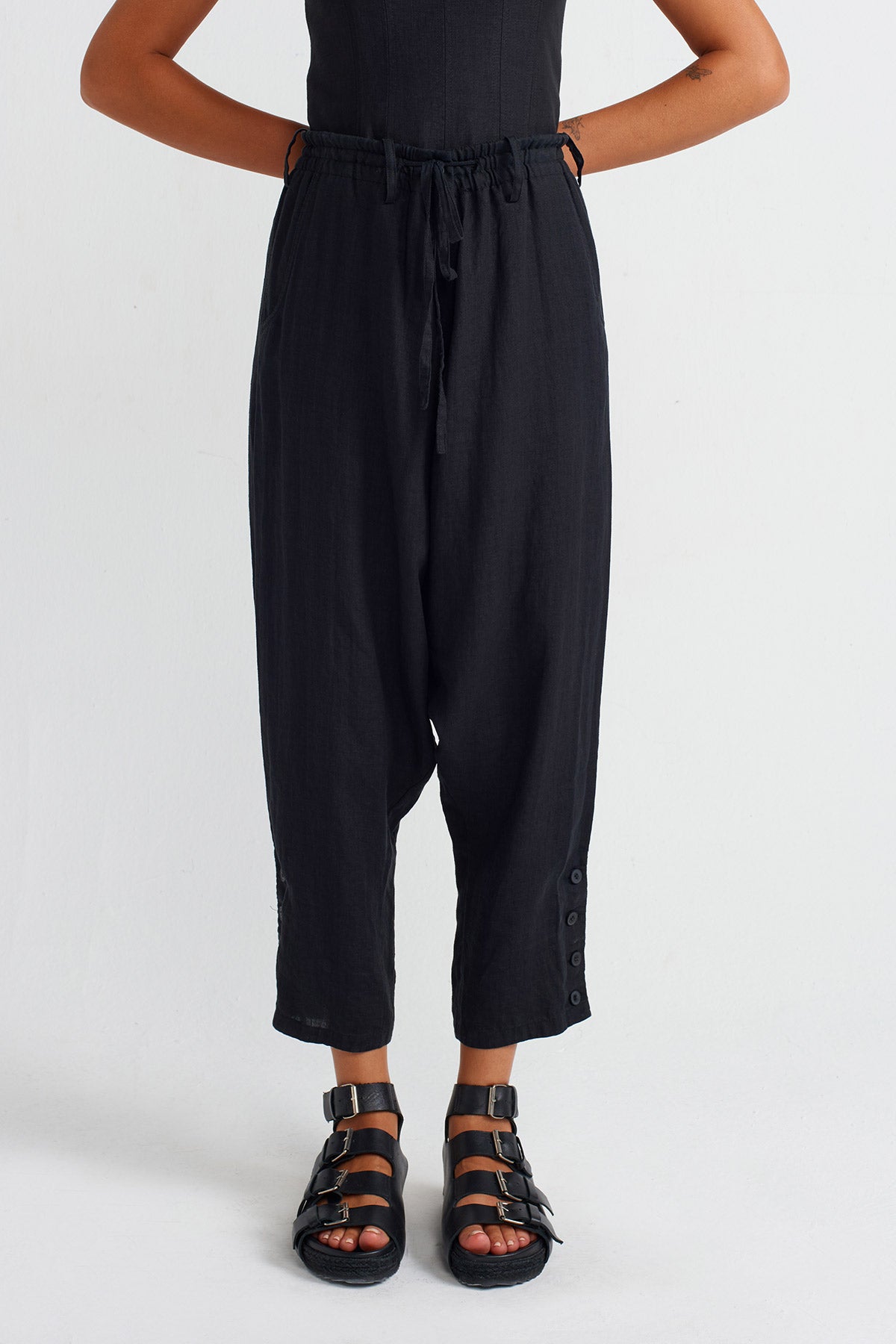 Black Linen Shalwar-Y253013044