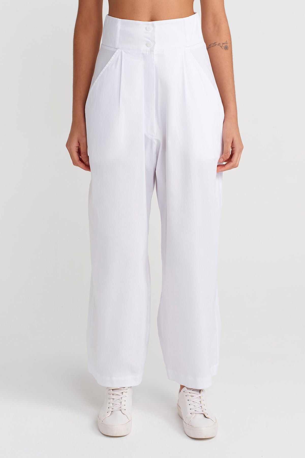 Siyah Yüksek Bel Poplin Pantolon -Y253013082