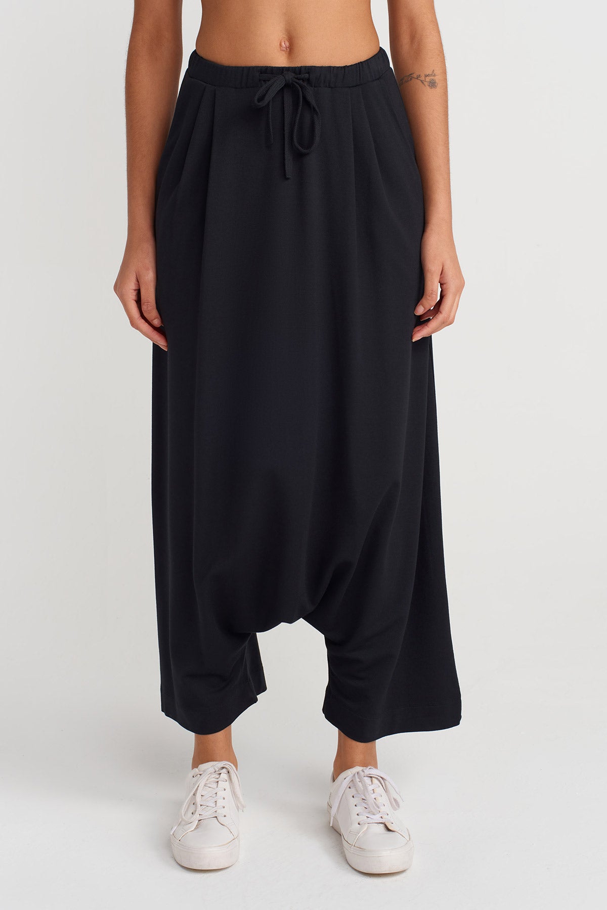 Siyah Sweat Kumaş Şalvar-Y253013089