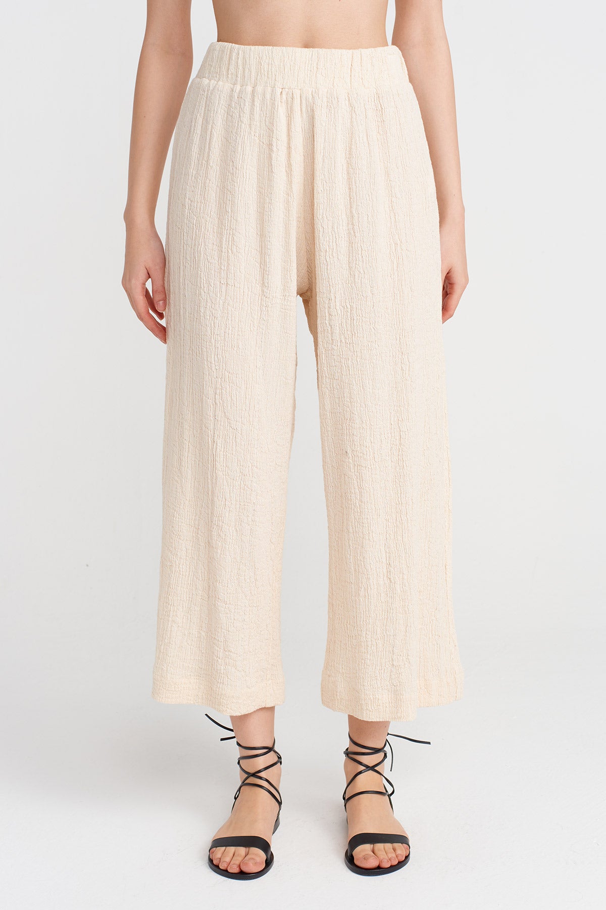 Natur Silver Glitter Crinkle Trousers-Y253013108