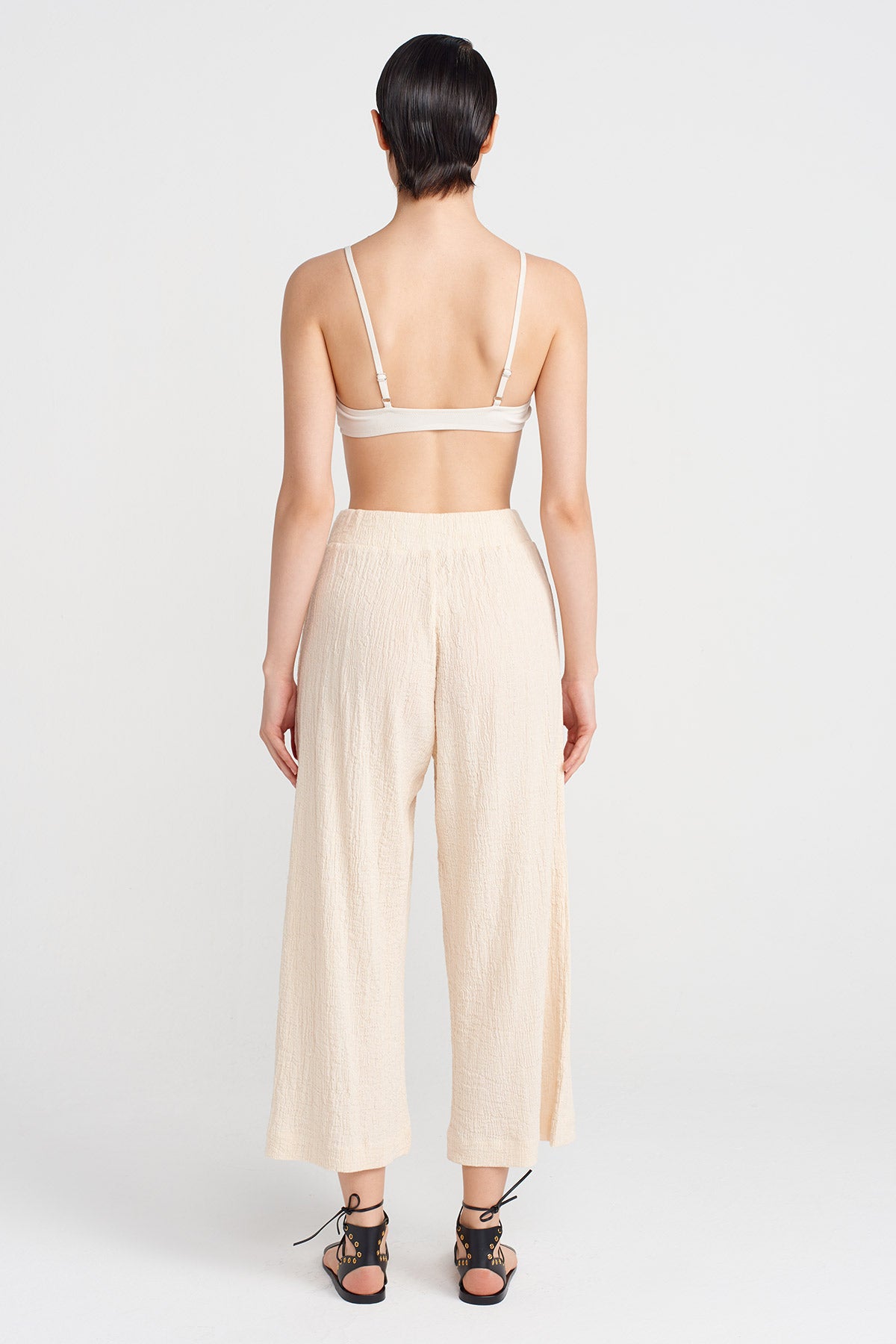 Natur Silver Glitter Crinkle Trousers-Y253013108