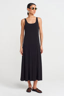 Black Thick Strappy Jersey Dress-Y254014134
