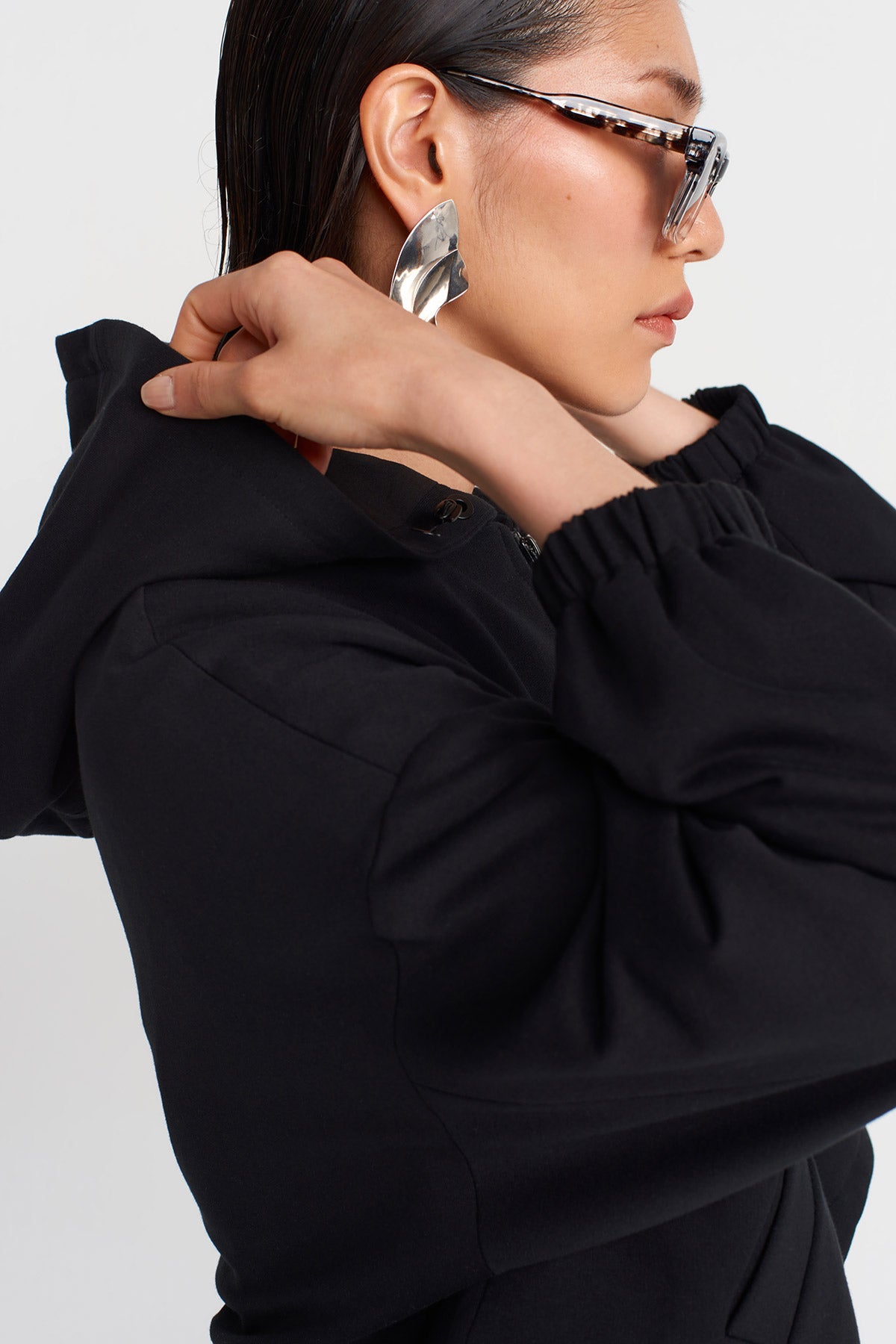 Black Hooded Bomber Jacket-Y255015096