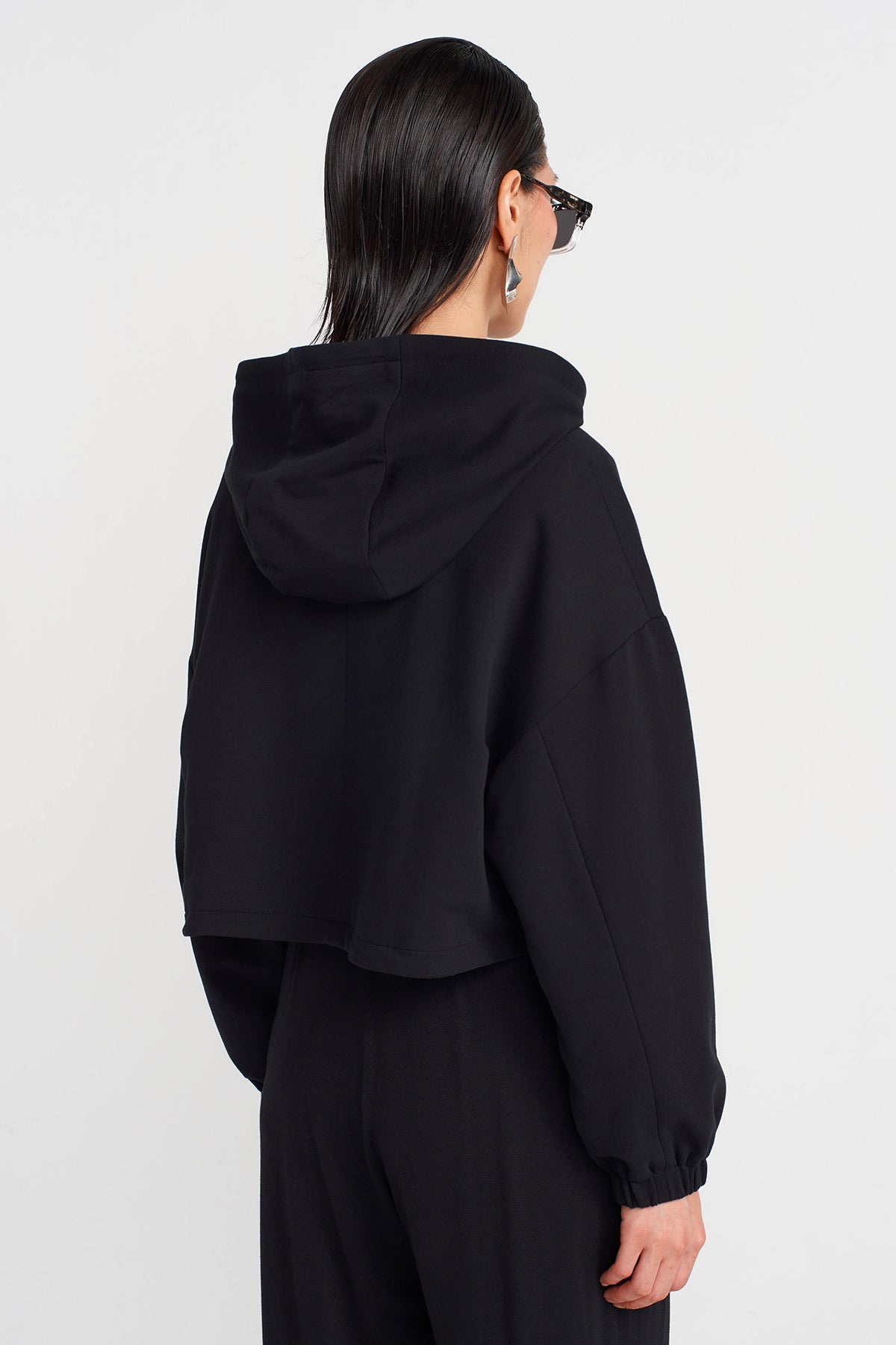 Black Hooded Bomber Jacket-Y255015096