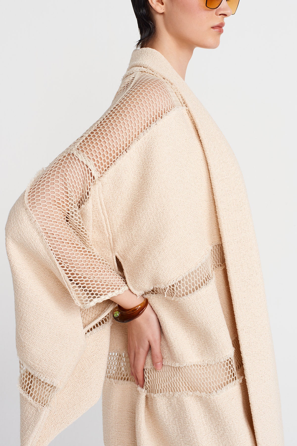 Natur File Detaylı Örme Kimono-Y255015117