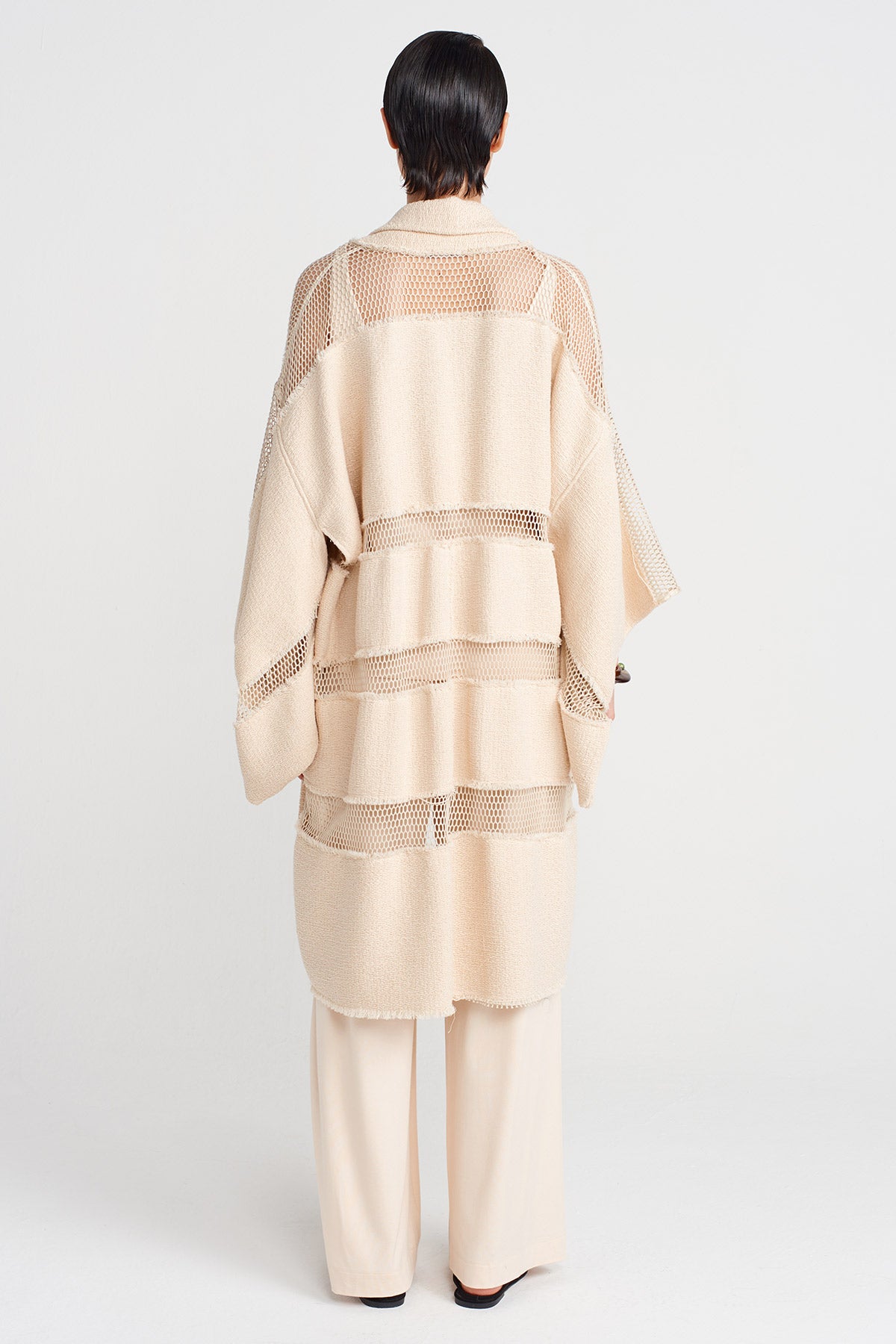 Natur File Detaylı Örme Kimono-Y255015117