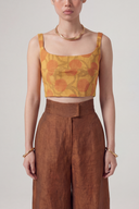 Bronze Patterned Strappy Bustier-Y261011058