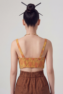 Bronze Patterned Strappy Bustier-Y261011058