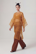 Bronze Organza Oversized Tunic Blouse-Y261011059