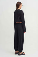 Black Loose-Fitting Trousers with Elastic Waistband - Y263013039