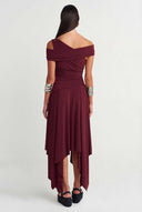 Plum Asymmetrical Draped Jersey Dress - Y264014013