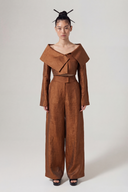 Bronze Large Collar Crop Jacket-Y265015030