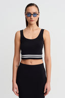 Black Stripe Detail Crop Top - Y261011003