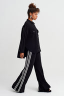 Black Stripe Detail Oversize Shirt - Y261011005