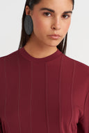 Plum-colored T-Shirt with Stitching Detail - Y261011009