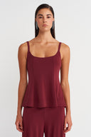 Plum Sleeveless Basic Blouse - Y261011010
