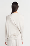 Fog Color Draped Long Sleeve Blouse-Y261011011