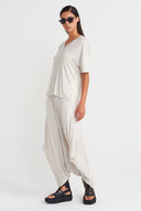 Fog Color V-Neck Comfortable Form T-Shirt-Y261011012