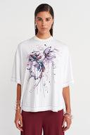 Off-White Beaded Printed Oversize T-shirt - Y261011013