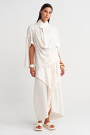 Off-White Asymmetrical Draped Collar Blouse - Y261011018