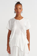 Off-White Asymmetrical Satin Textured Blouse - Y261011032