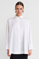 Kırık Beyaz Oversize Poplin Gömlek-Y261011038