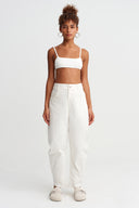 Off-White Ribbed Strap Top - Y261011039