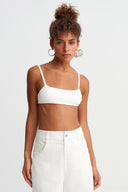 Off-White Ribbed Strap Top - Y261011039