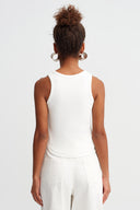 Off-White Ribbed Crew Neck Top - Y261011040