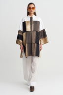 Siyah/Gold Parça Desenli Oversize Tunik Bluz-Y261011066