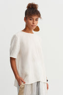Off-white Natural Linen Oversize T-shirt - Y261011067